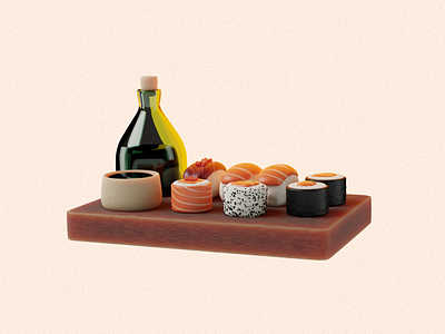 Sushi 3d 3d art asian blender design japanese nigiri render salmon seafood sushi
