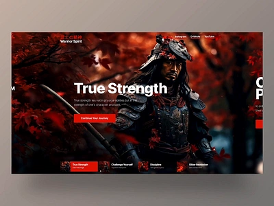 Samurai Fullscreen Carousel Template for Wordpress ai carousel fullscreen hero image japan midjourney samurai slider revolution swords template ui webdesign website wordpress wordpress slider