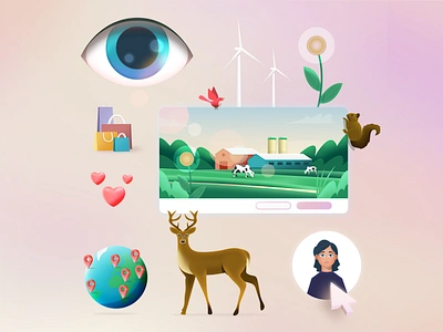 World Props animal deer eco eco friendly emoji energy eye farm flower green energy icon illustration renewable renewable energy suitcase sustainability sustainable wind turbine windmill world