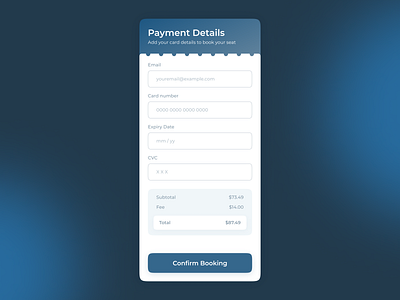 Event Booking Checkout app design booking buy card payment checkout checkout page credit card design ecommerce event figma form mobile app payment payment details shopping subscription ticket ui ui design