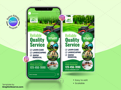 Lawn Care Service Instagram Story Canva Template canva canva social media design canva web banner template garden cleaning services instagram story banner landscaping lawn care service banner design lawn care social media banner lawncare social media banner social media post template