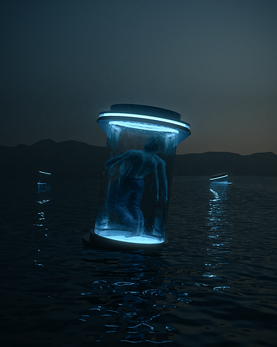 Capsule 35mm blender cinema4d dream landscape neon sci fi scifi surrealism vaporwave water weird