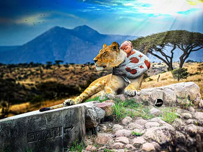 Baby Lion - Photoshop africa art branding creative design earth editing graphic design illustration illustrator logo photography photoshop poster presentation typography ui ux vector