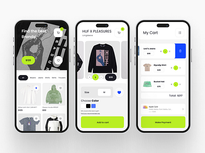 E-commerce fashion app design/UI app clothes ecommerce fashion green retail streetstyle style stylish ui ux