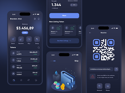 Crypto Wallet - Present ai app applications bitcoin clean coin crypto cryptocurrency design design craft ethereum graphic design illustration modern design simple token ui ux wallet app