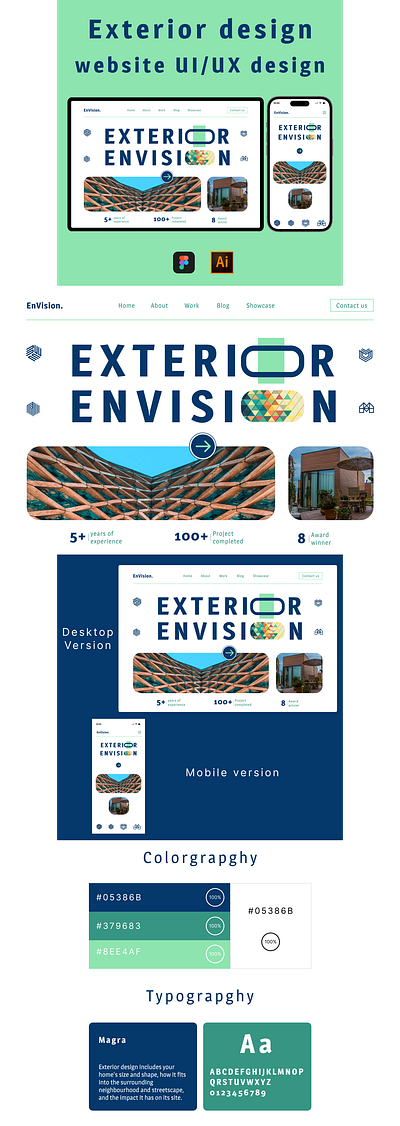 EXTERIOR ENVISION Exterior design website UI/UX design building colorpallete exterior house illustration interior typography ui uiux ux webdesign website