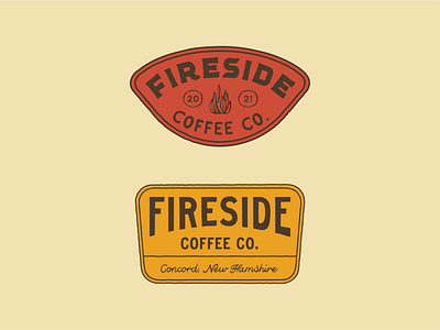 Fireside Coffee Co. Badges badge branding camping coffee fire hand drawn logo organic outdoors