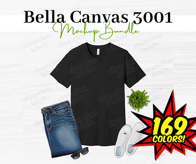 Bella Canvas 3001 Mockup Bundle - All 169 Colors, Including CVC bella canvas 3001 bella canvas 3001 mockup design mockup t shirt mockup