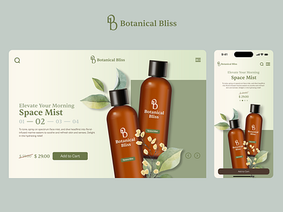Botanical Bliss -Natural Skincare Beauty 🌿🌱 animation app beauty clean cosmetics e commerce interface landing page minimalist mobile morning online shop shop skincare uidesign uxdesign web design website wellness woman