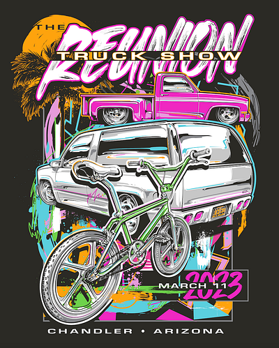 2023 Reunion Truck Show apparel graphic automotive branding design event graphic design illustration poster vector