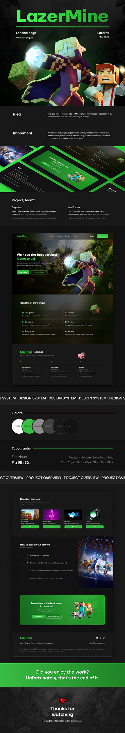 LazerMine - Minecraft Landing graphic design green landing minecraft ui uiux ux web webdesign