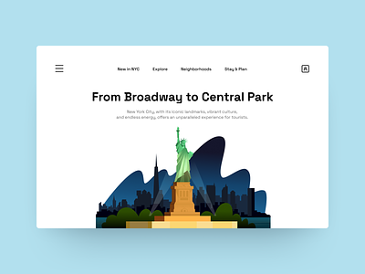 NYC guide website design animation app design branding design flat design gradient gradient background graphic design illustration new york nyc travel ui vector art web design