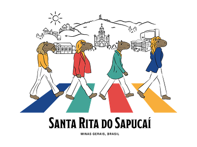 Post Card - Santa Rita do Sapucaí abbey road beatles branding capybara freehand graphic design illustration pop culture postcard souvenir tourist