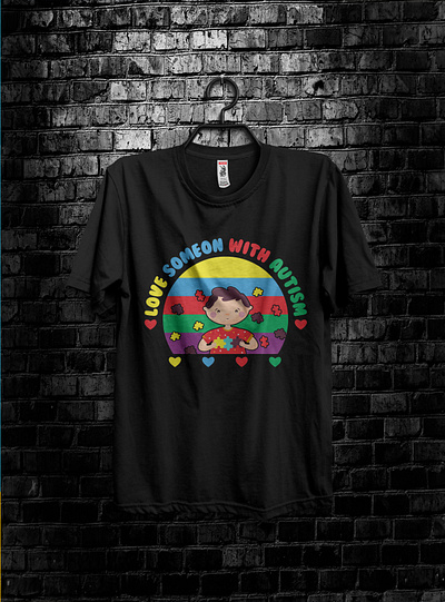 Love someon with autism t shirt design. autism t shirt t shirt template