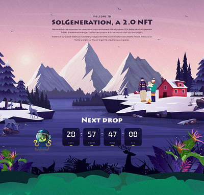 Storytelling Lading Page for NFT creative illustration landing page landscape mountain nft recent snow fall web design website