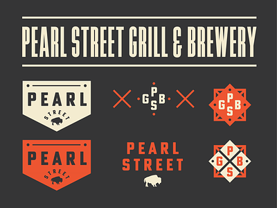 Pearl Street Brewery - Buffalo Breweries badge beer branding brewery brewery merch buffalo logo merch retro thick lines