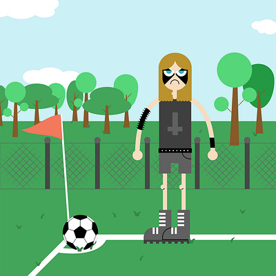 Metalhead playing football cute football funny geometric illustration illustrator metalhead soccer