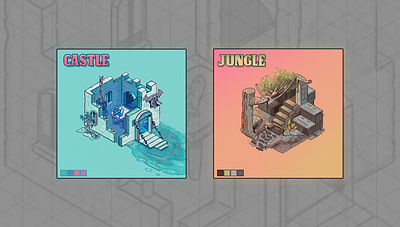 Cube Worlds 2d concept art design illustration isometric minimal