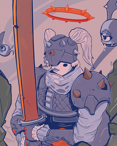 Third Eye Warrior in Armor 2d character design concept art design illustration minimal