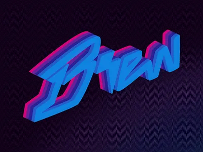 Brew Lettering Art 3d lettering blue brew lightning bolt neon pink purple retro wave
