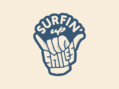 Surfin' Up Smiles badge beach branding hang loose logo surf type badge typography