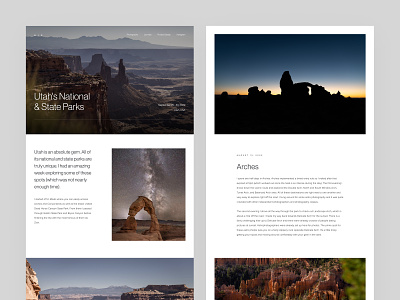 Utah Travel Journal travel journal ui design utah ux design web design