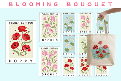 Blooming bouquet design illustration pattern poster vector