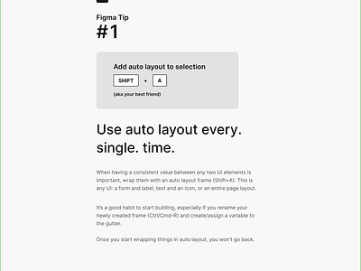 Portfolio / Figma Tip #1 boring figma tip grey ui inter keyboard shortcut minimal page