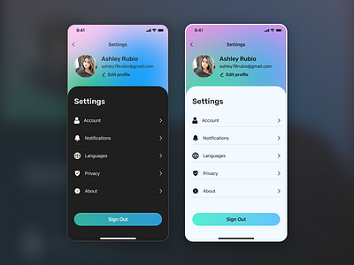 Settings | Daily UI 007 007 dailyui dark info settings ui white