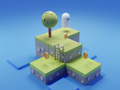 Low Poly Land 3d blender game land lowpoly