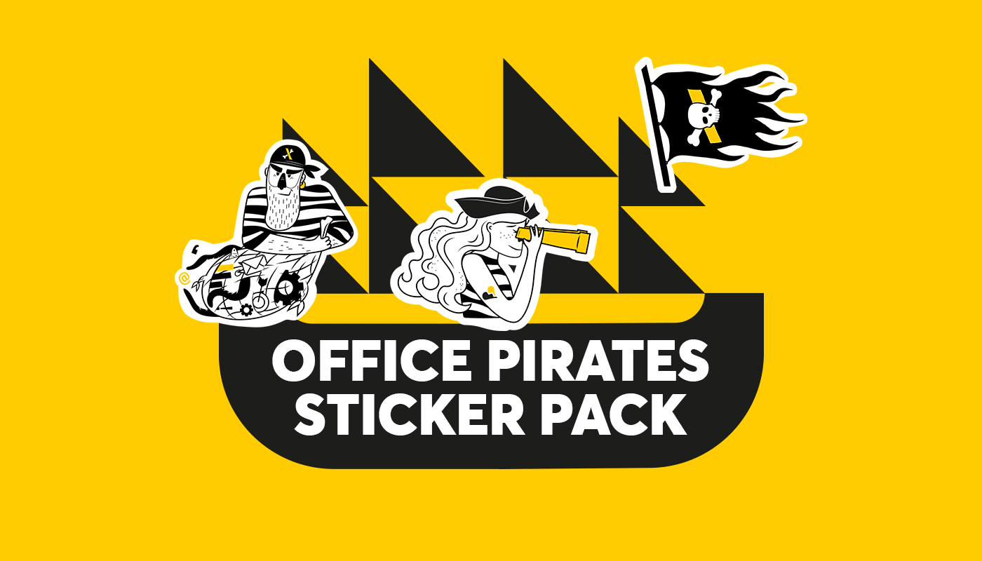 OFFICE PIRATES STICKER PACK animation branding design draw graphic design illustration illustrator motion graphics pirates stickers stikerpack vector
