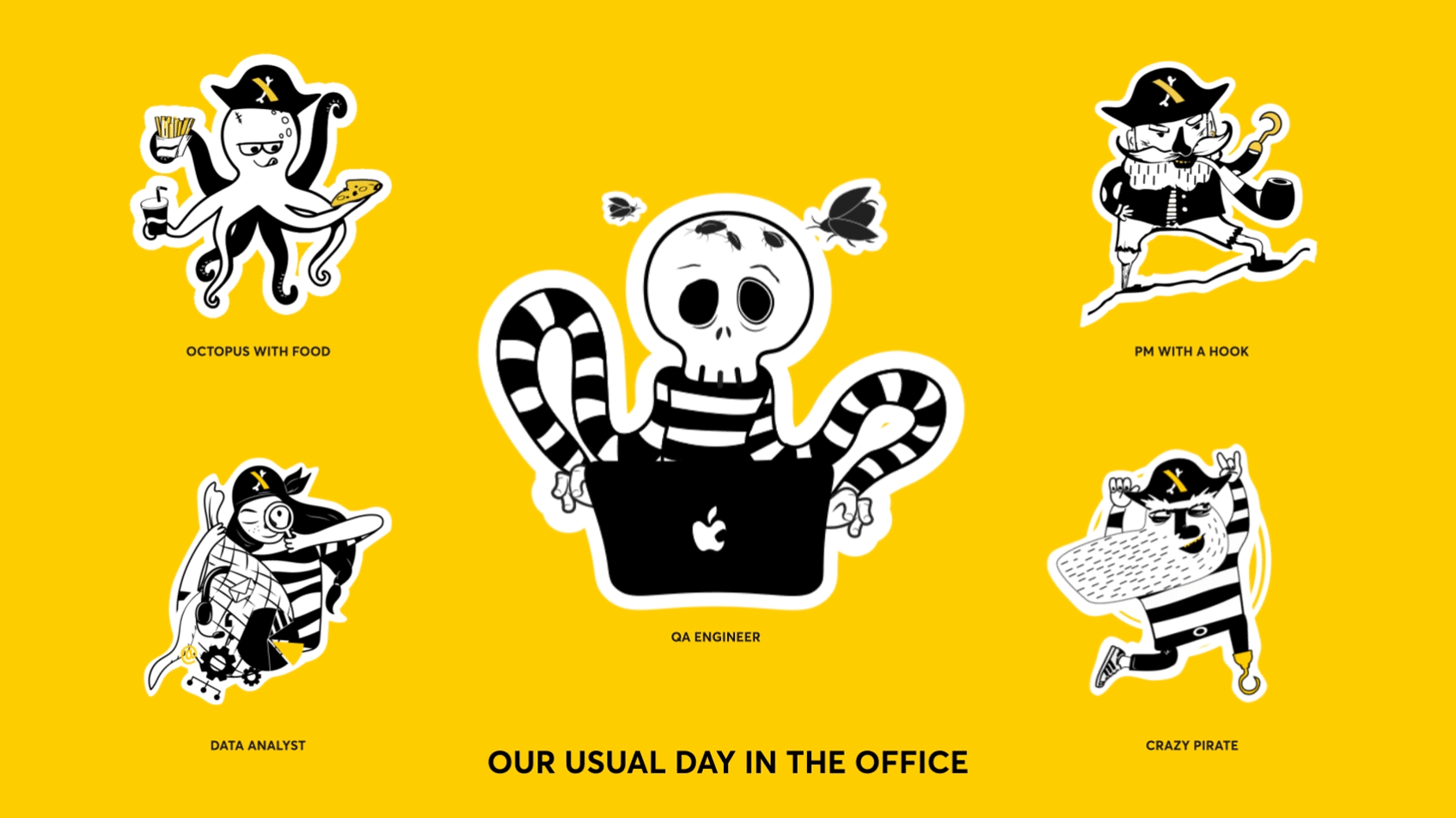 Our usual day in the office animation branding design draw illustration illustrator motion graphics pirates stickerpack stickers tbwa vector