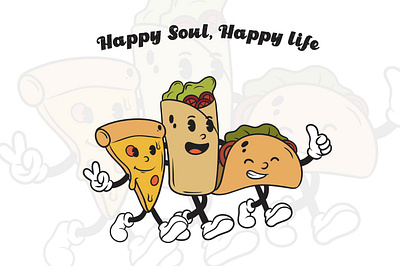 Happy Soul, Happy Life – Vintage retro T-shirt cutevector