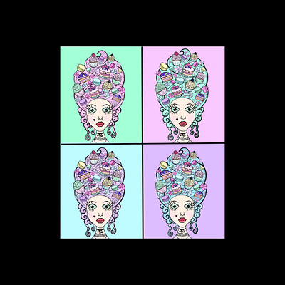 Cake Queen bakery art cake design digital drawing food art french graphic art graphic design illustration lowbrow art marie antoinette popart portrait queen sweets warhol