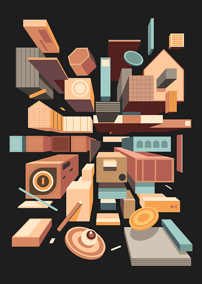 Colliding Cubes architecture art city design digital editorial icon illustration minimal nft vector