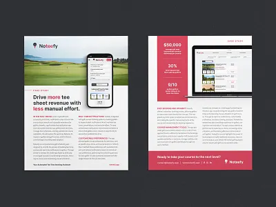 Noteefy Case Study app case study golf graphic design notify one pager print design