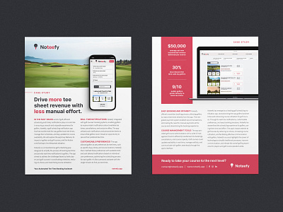 Noteefy Case Study app case study golf graphic design notify one pager print design