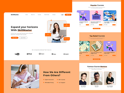 Online E-Learning Platform Landing Page In WordPress e learning education platform elementor figma landing page ui ui design web design wordpress wordpress designer wordpress developer