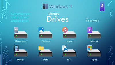 Windows 11 Library Drives icons additional custom customicon customization customized drive drives external icon icons libraries library windows windows11 windows11icons windows11themes