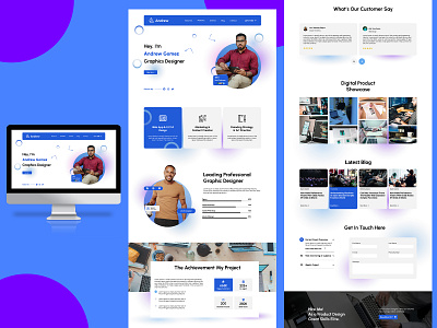 Andrew Gomez Designer Protfolio branding design figma graphic design landing page theme typography ui ux web desing