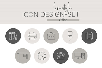 Linestyle Icon Design Set Office desk
