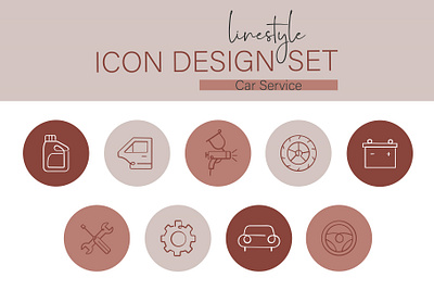 Linestyle Icon Design Set Car Service transportation