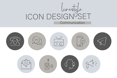 Linestyle Icon Design Set Communication people