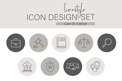 Linestyle Icon Design Set Law & Justice lawyer