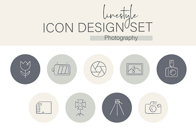 Linestyle Icon Design Set Photography studio