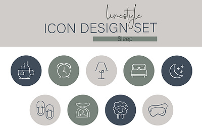 Linestyle Icon Design Set Sleep pillow