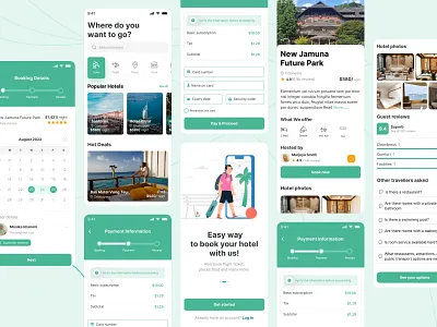 Hotel Booking App - Mobile App apps booking clean design hotel minimal mobile mobileapps property real estate renting reservation resort room booking tourism travel trip ui uiux vacation