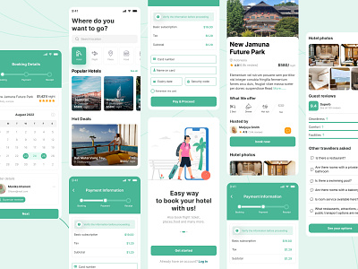 Hotel Booking App - Mobile App apps booking clean design hotel minimal mobile mobileapps property real estate renting reservation resort room booking tourism travel trip ui uiux vacation