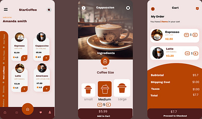 coffee shop mobile app design 3d animation app branding design graphic design illustration logo motion graphics ui