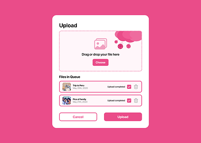 Dribbble Upload File app branding colour design dribbble file illustration logo overlay photo pink pop up ui upload ux